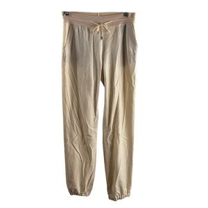 LORO PIANA SIZE 38 CREAM DRAWSTRING CASHMERE BLEND JOGGER PANTS NWT